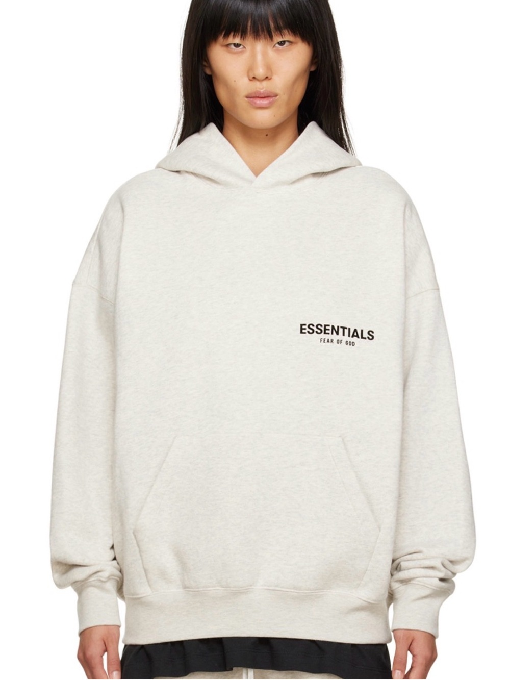 FEAR OF GOD ESSENTIALS off white flocked hoodie